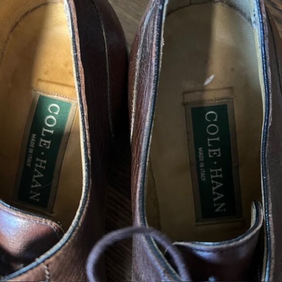 Cole Haan Italian Leather Split Toe Oxford Dress Shoe Mens 7D Brown Apron Toe - Picture 7 of 7